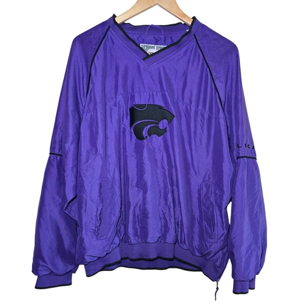 Vintage Genuine Stuff Kansas State Wildcats Windbreaker Jacket Mens Large Purple